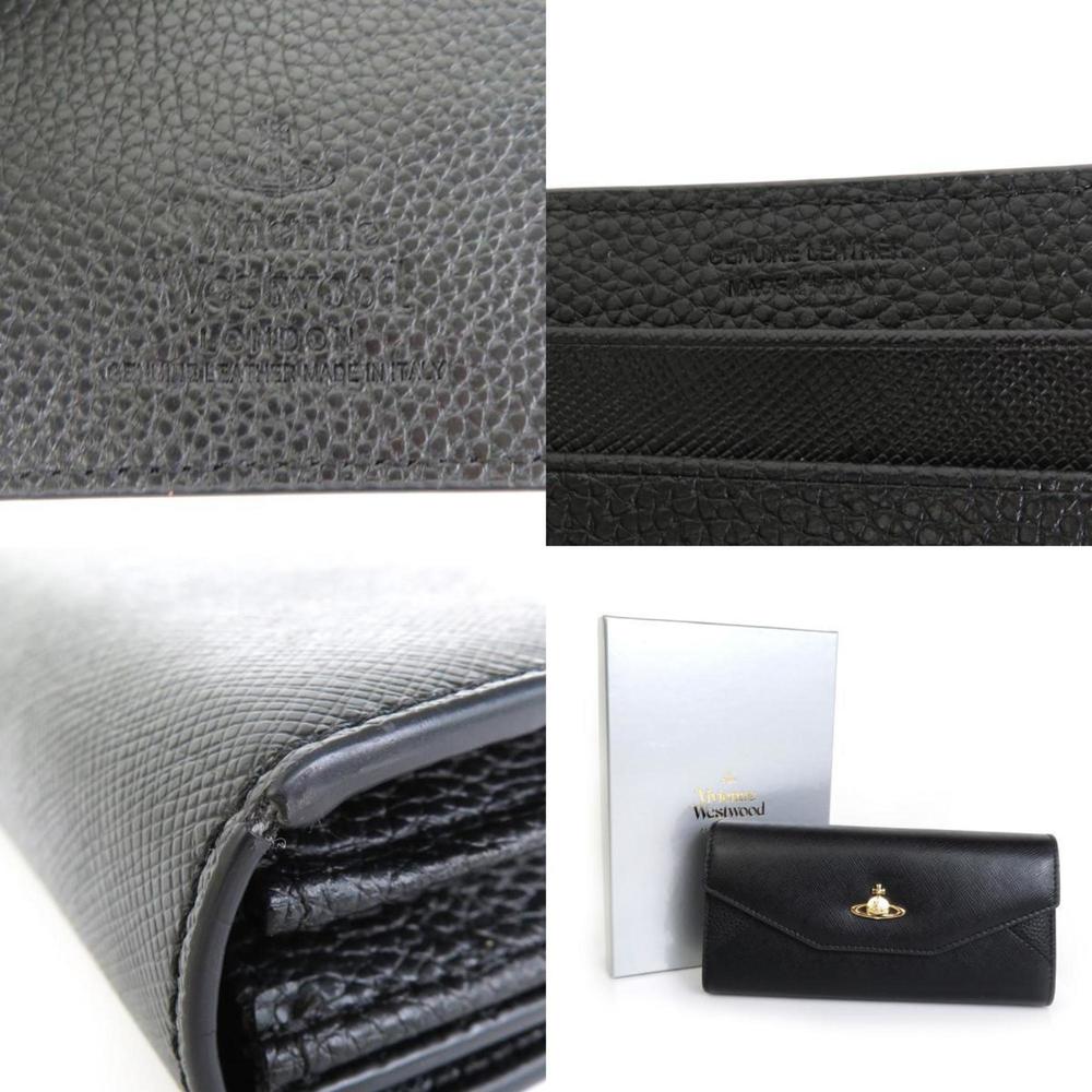 VIVIENNE WESTWOOD Bi-Fold Long Wallet Leather Black Women's r9580g - Picture 5 of 5
